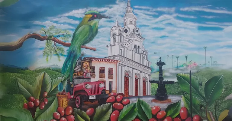 Un mural que honra el alma cafetera de Salamina bicentenaria