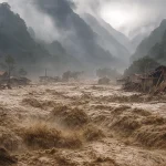 La noche del Volcan sobre los rios Rio Claro y Chinchina